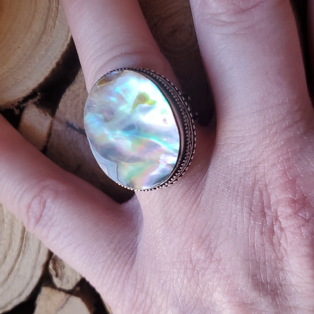 New Abalone Shell 925 Silver Ring.